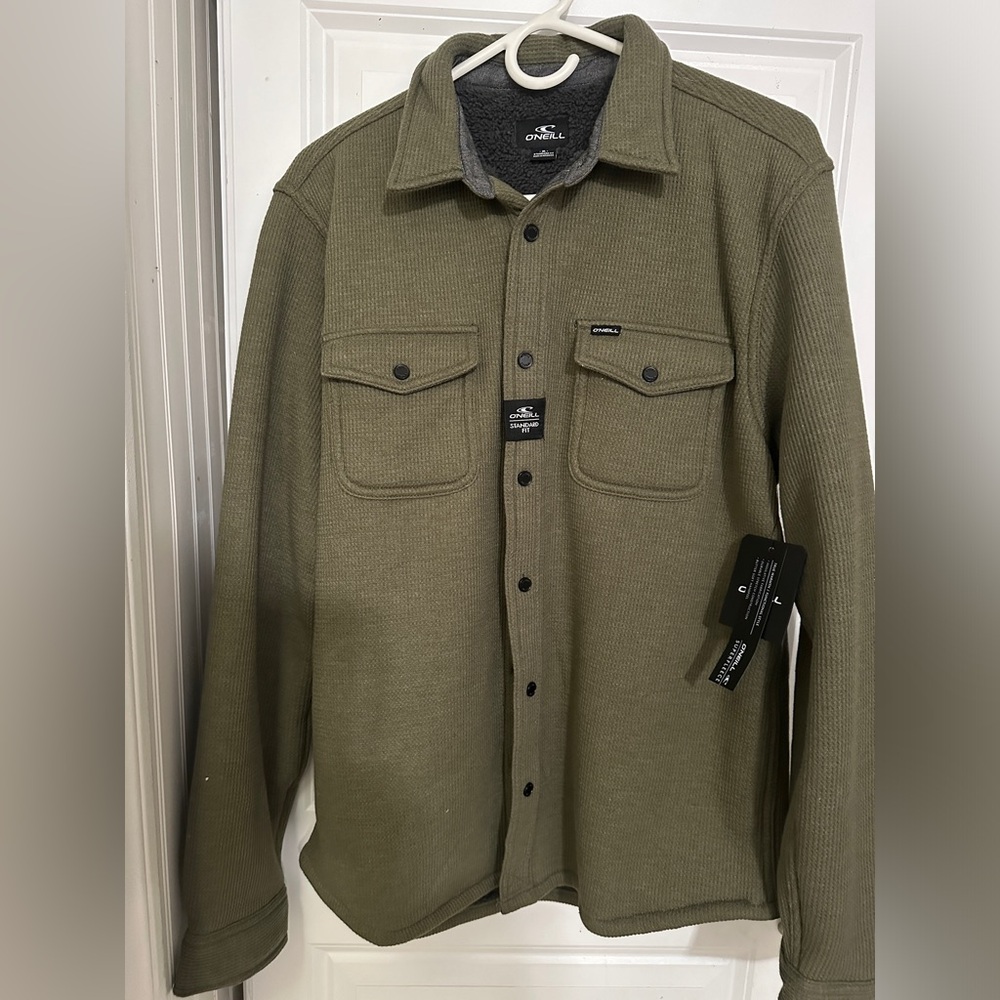 NEW Oneill Jacket Sweater Cozy Teddy Inside Medium M Green NWT NEW Tags O’Neill